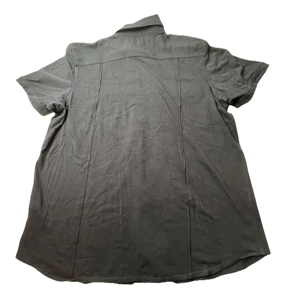 Banana Republic Men's  Pima Cotton Short-Sleeve Button Shirt - Size L - Black